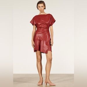 NEW Zara Studio GENUINE Leather Dress with Side Zipper Accent and Draping